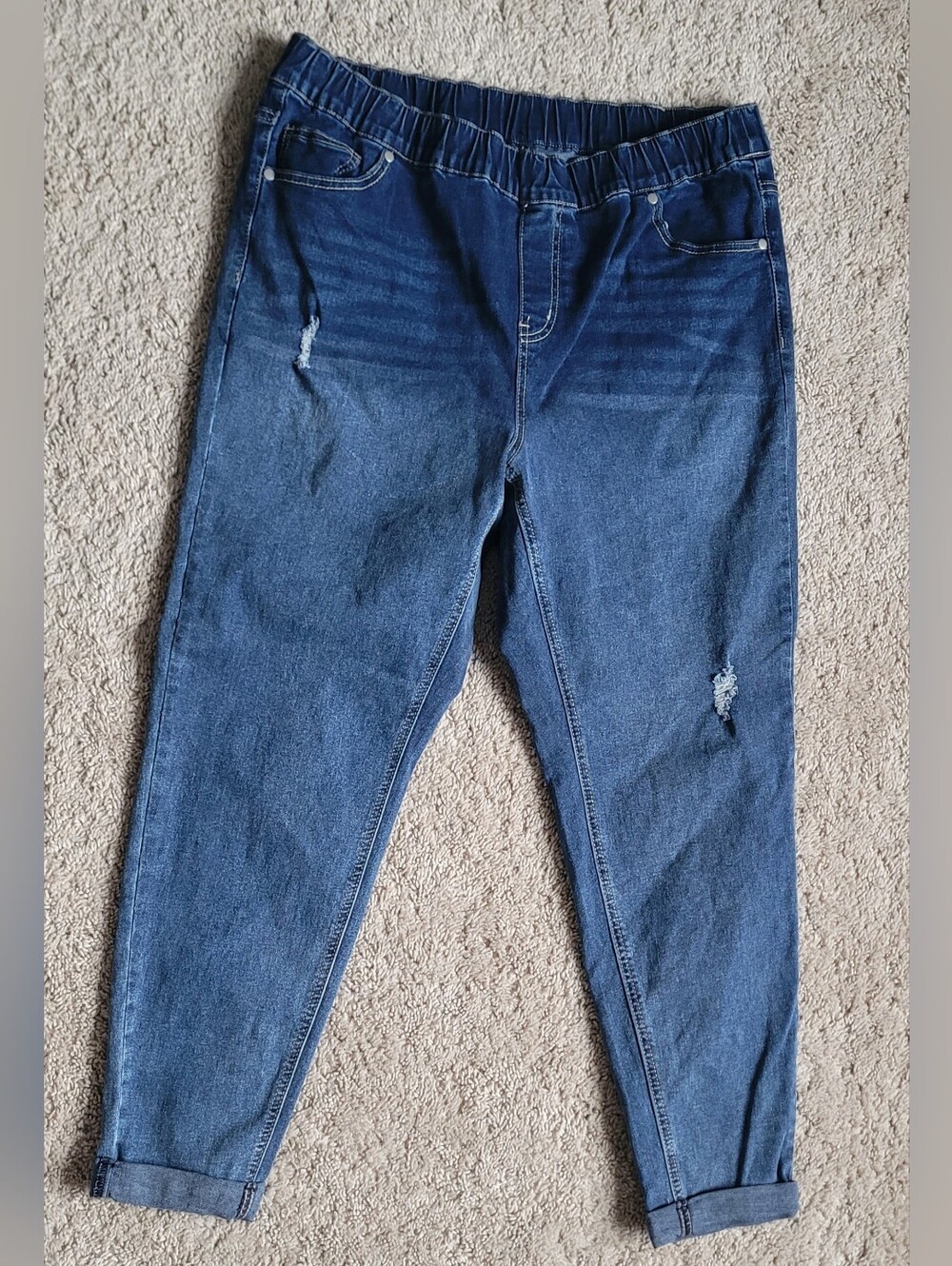 Bloomchic pull-on ombre ankle cuffed jeans, elastic waistband, size 16 - Picture 2 of 7